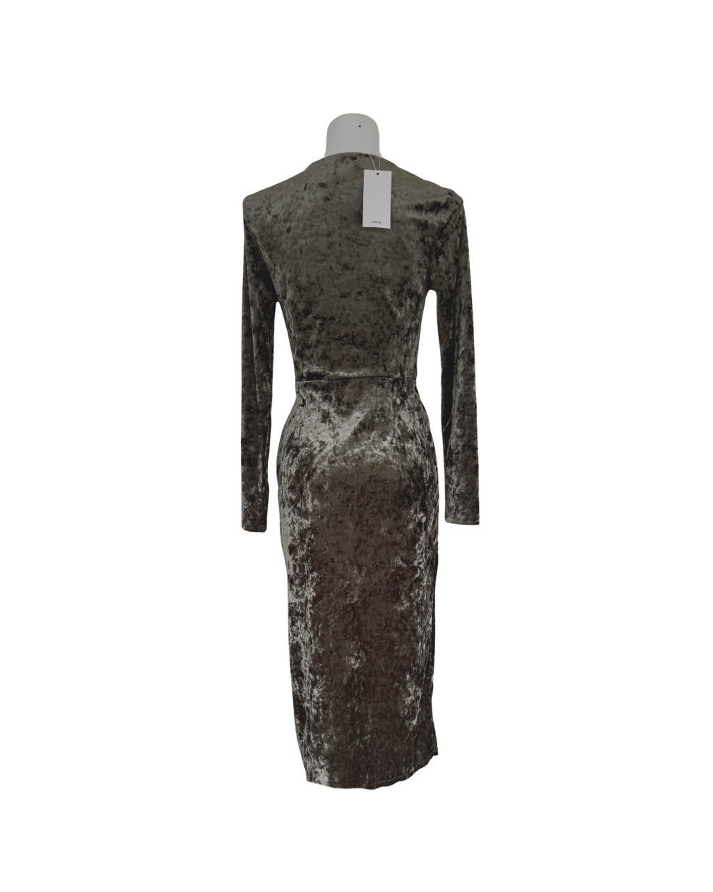 Vestido midi nudo terciopelo verde - Mango