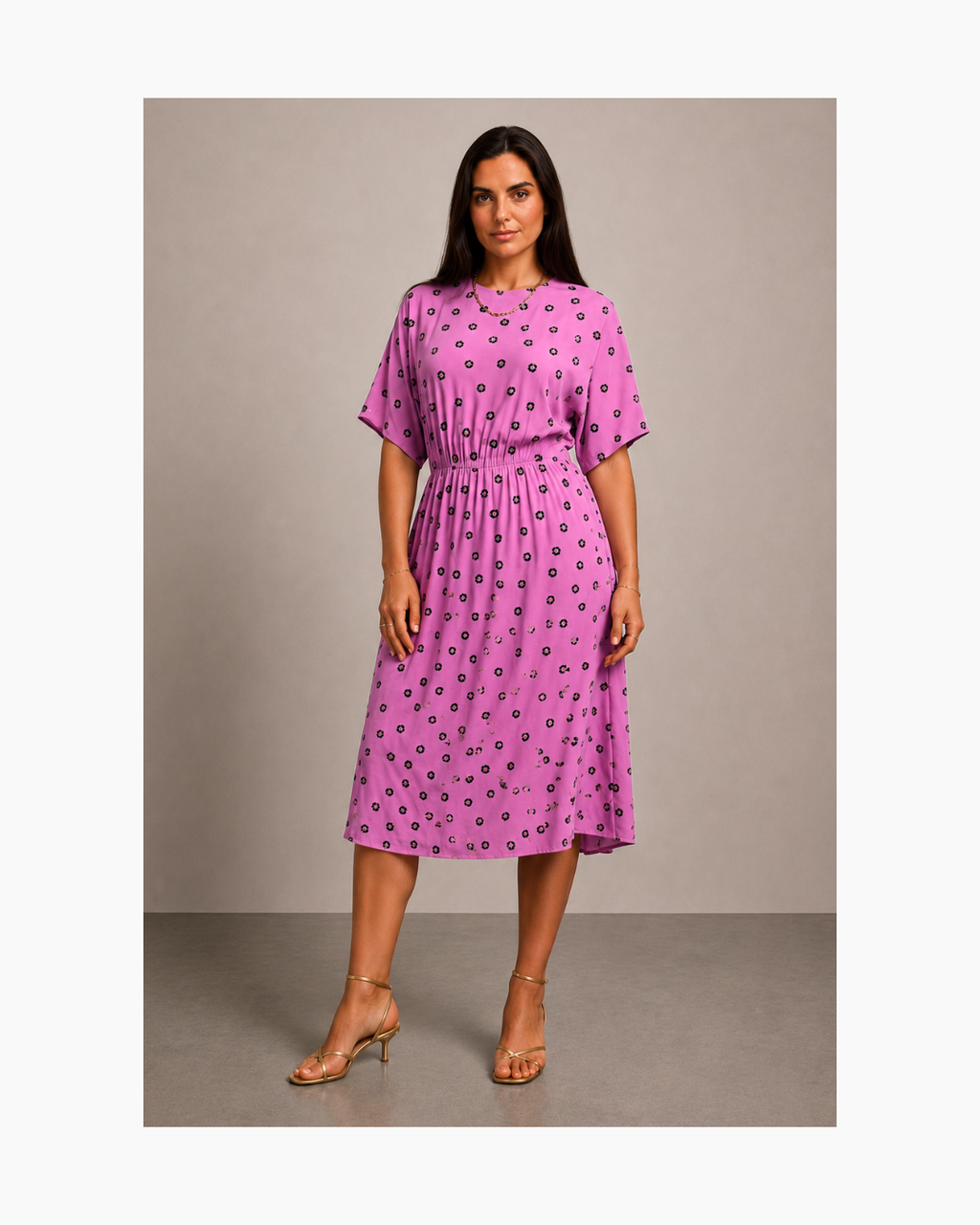Maxivestido manga corta rosado - Bimba y Lola