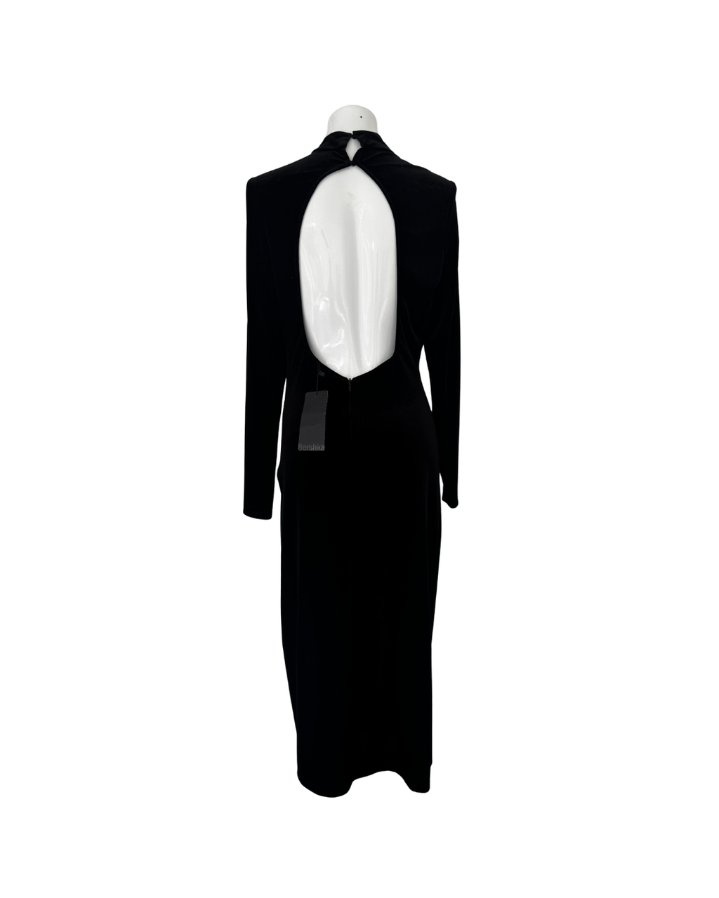 Vestido midi plush negro - Bershka