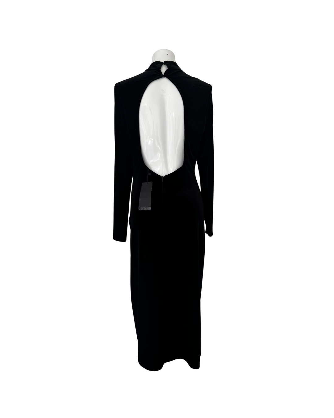 Vestido midi plush negro - Bershka
