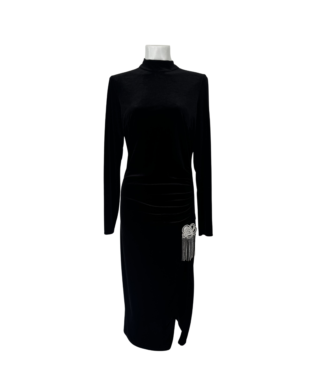 Vestido midi plush negro - Bershka