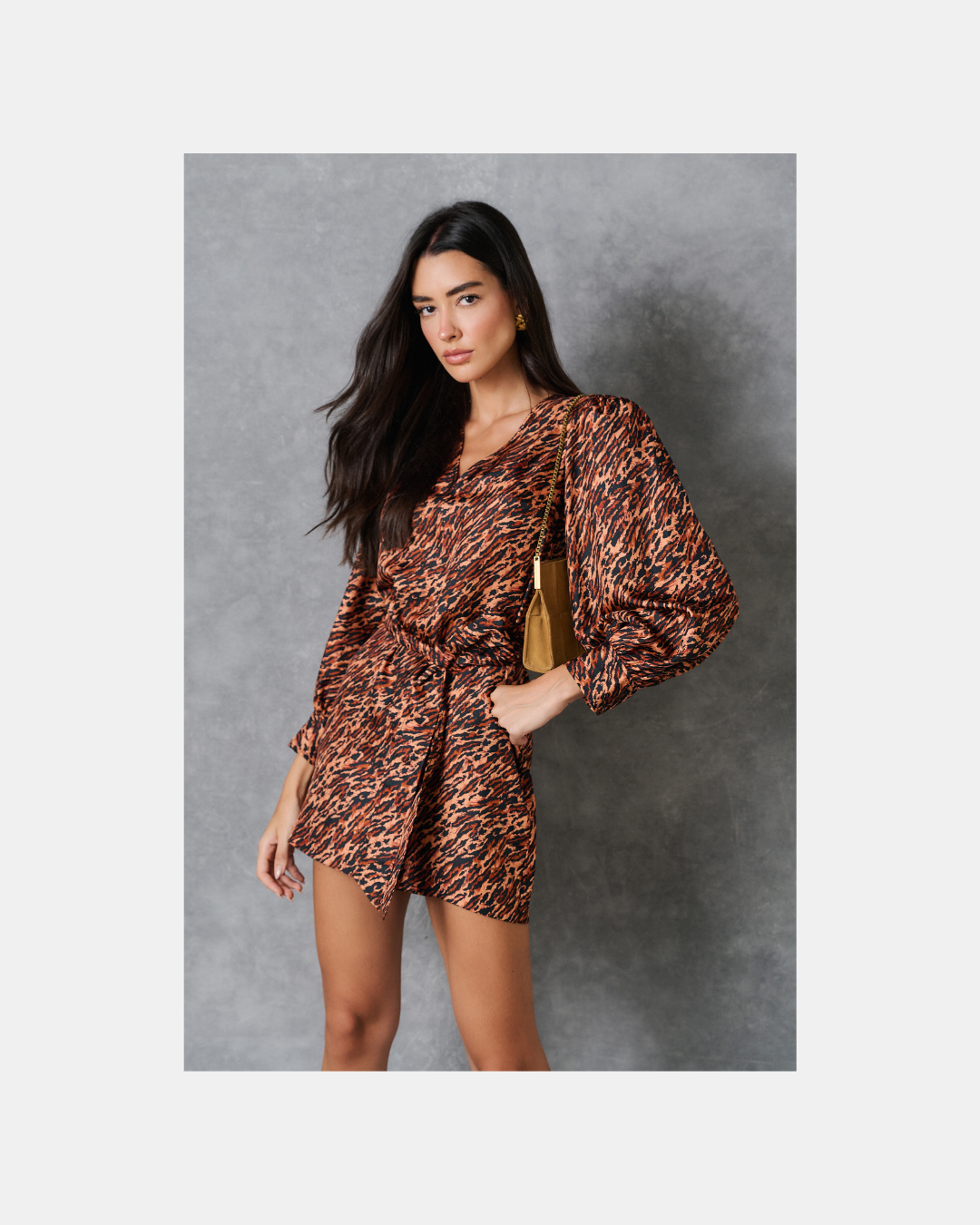 Vestido mini animal print naranja - Sandro
