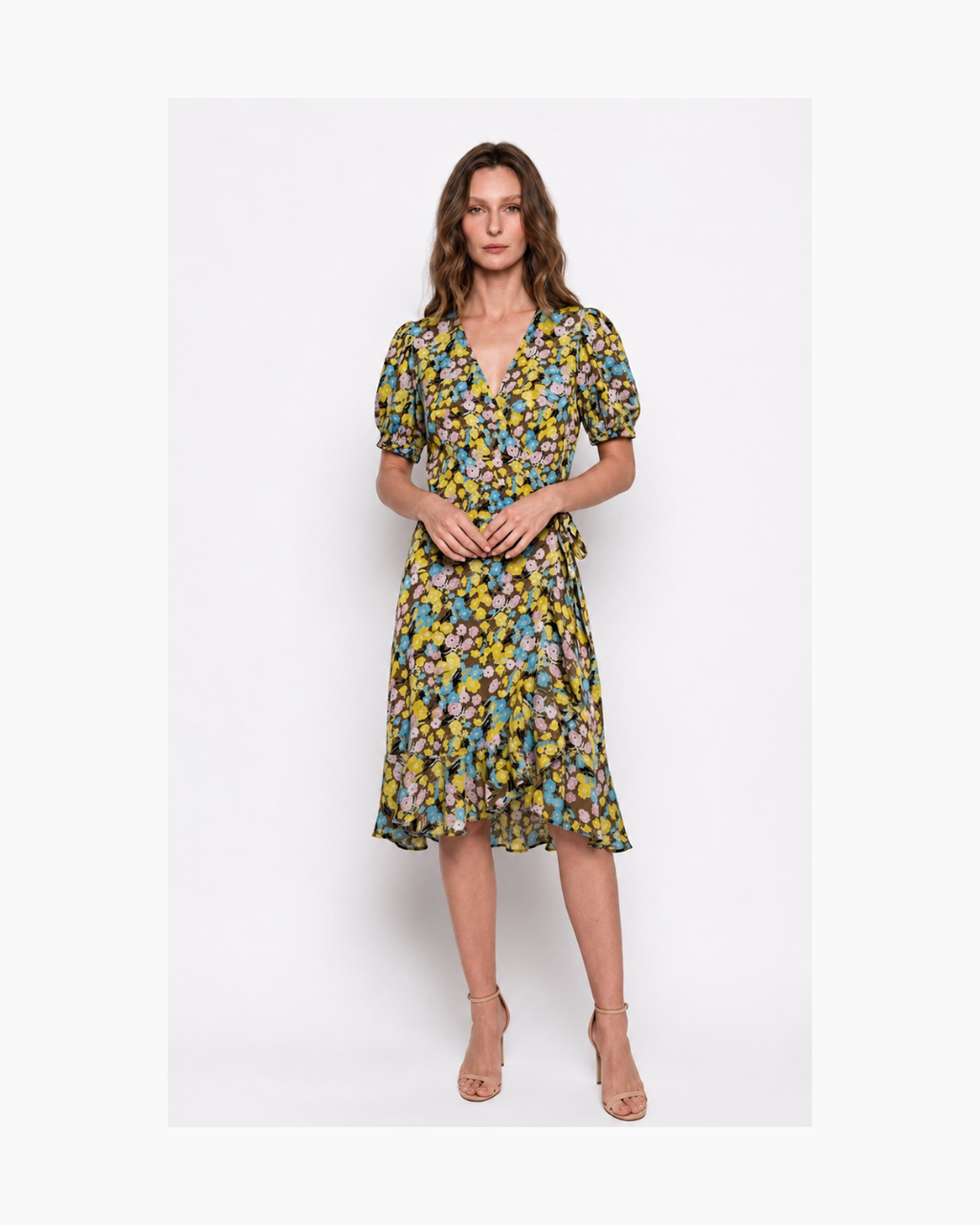 Vestido envolvente mini amarillo - DVF