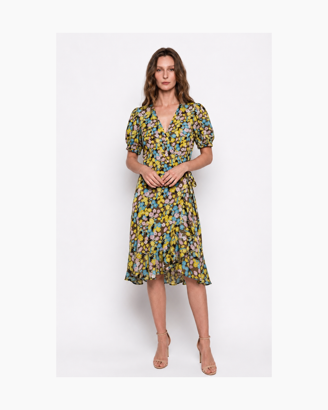 Vestido envolvente mini amarillo - DVF