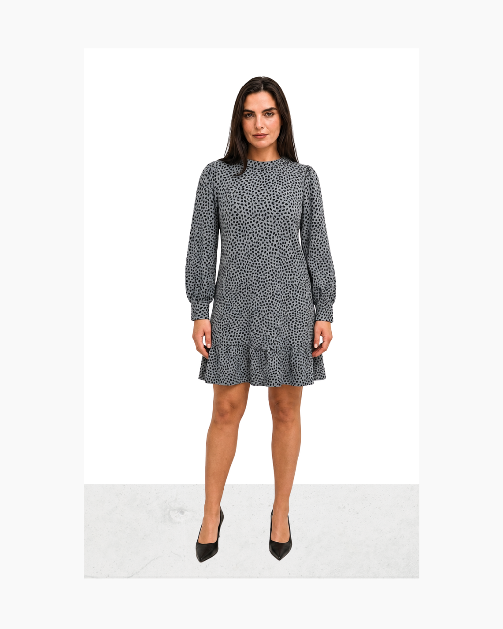 Vestido mini manga larga celeste y negro - Ann Taylor