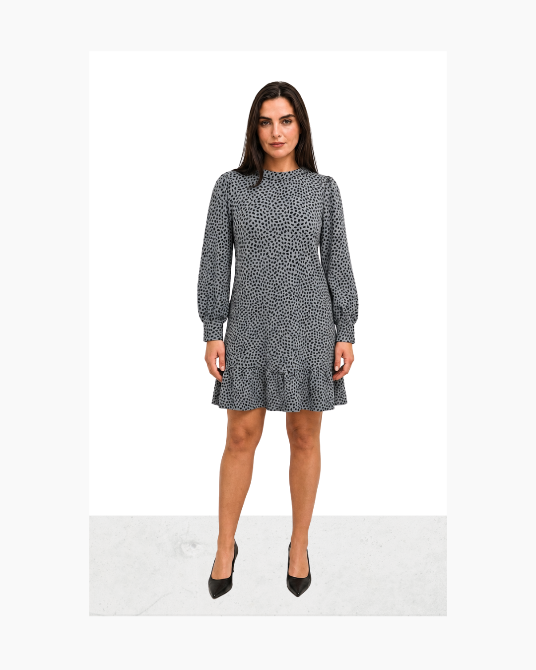 Vestido mini manga larga celeste y negro - Ann Taylor
