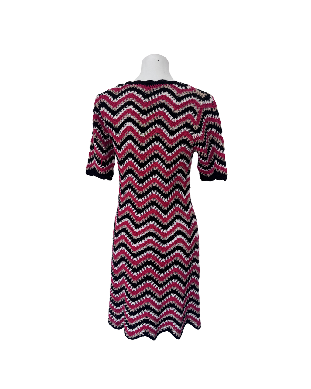 Vestido mini a rayas negro y rojo - Ganni