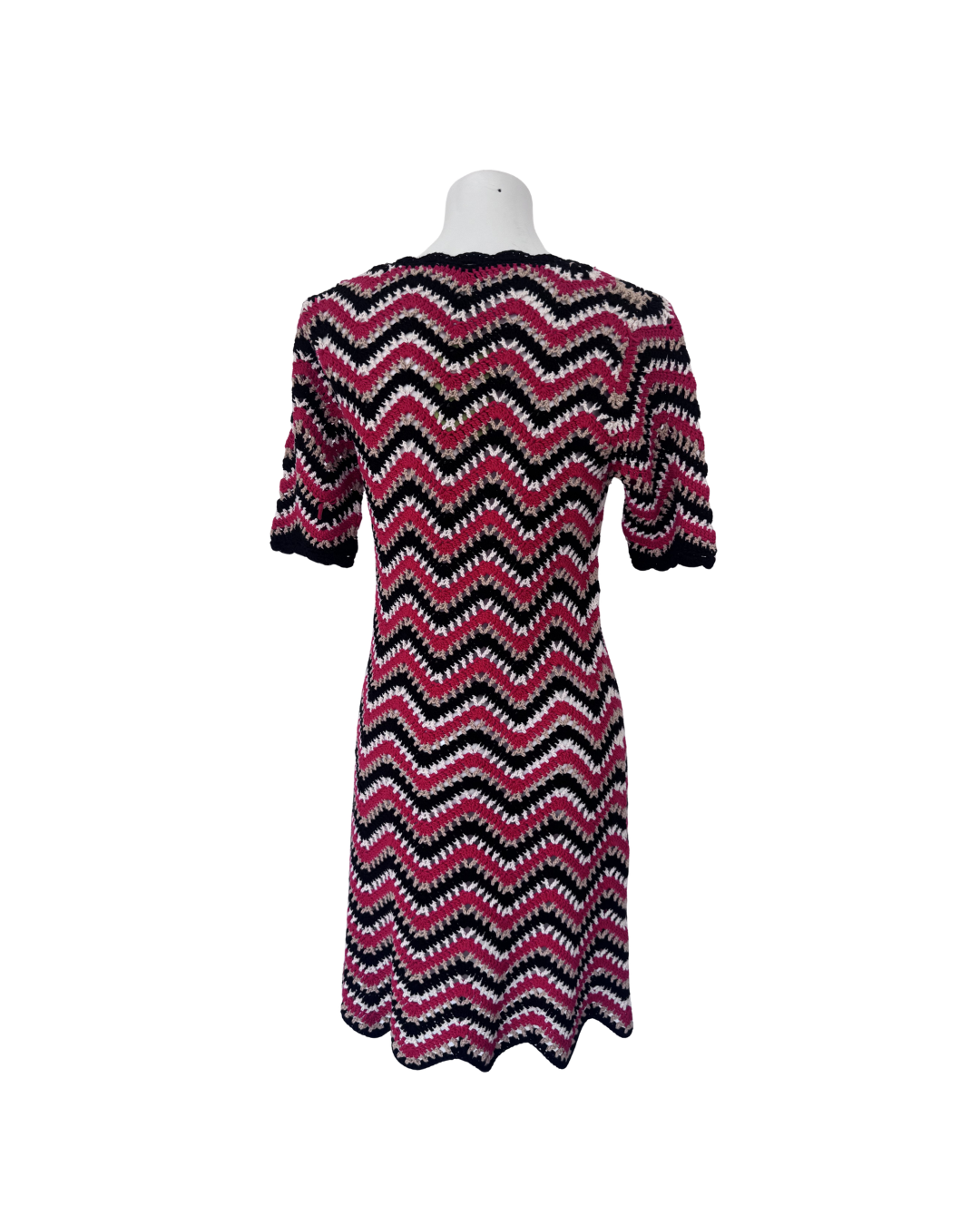 Vestido mini a rayas negro y rojo - Ganni
