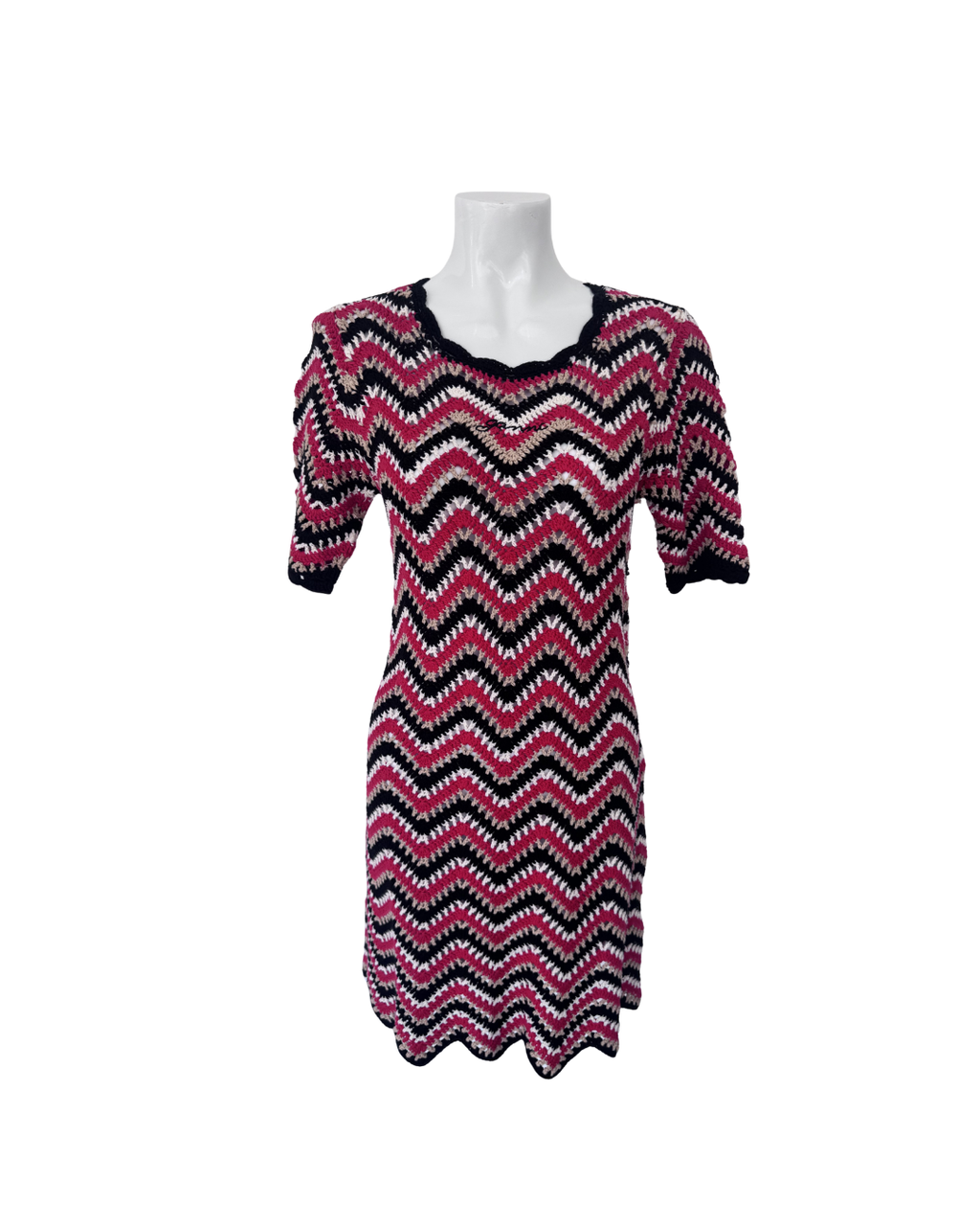 Vestido mini a rayas negro y rojo - Ganni