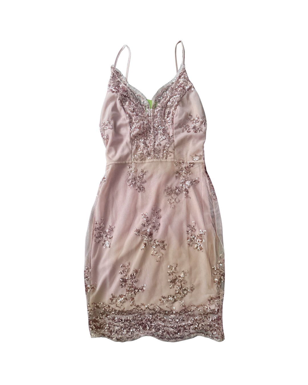 Vestido lentejuelas mini rosado - Sin Marca