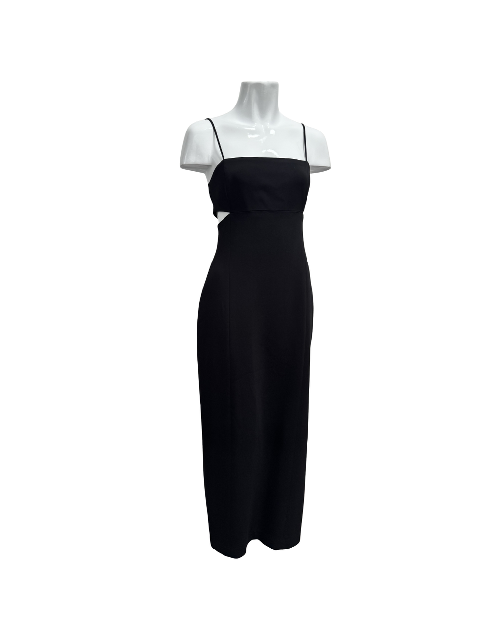 Vestido midi negro con tirantes Massimo Dutti