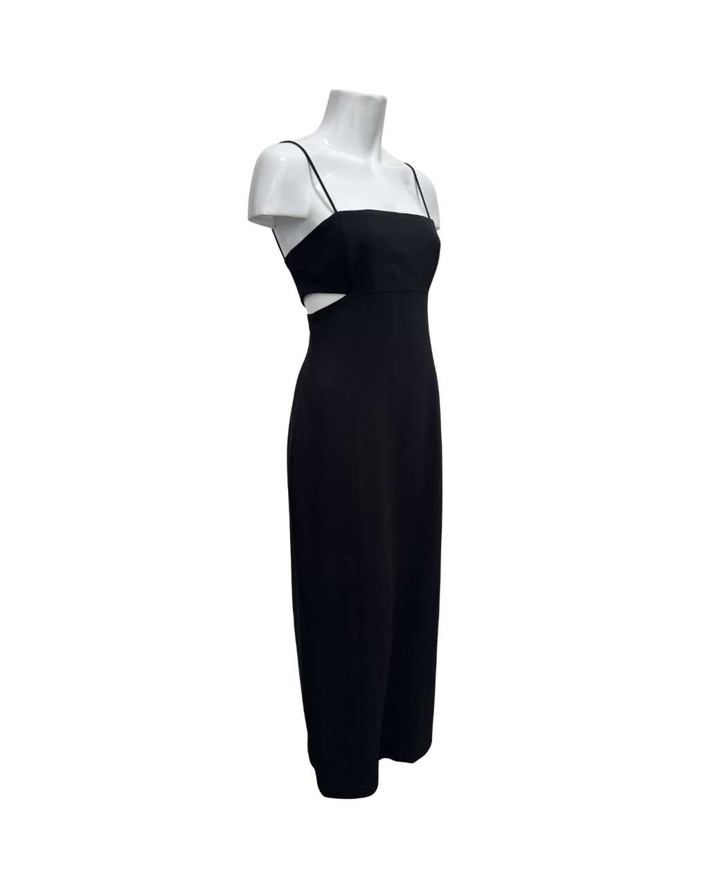 Vestido midi negro con tirantes Massimo Dutti
