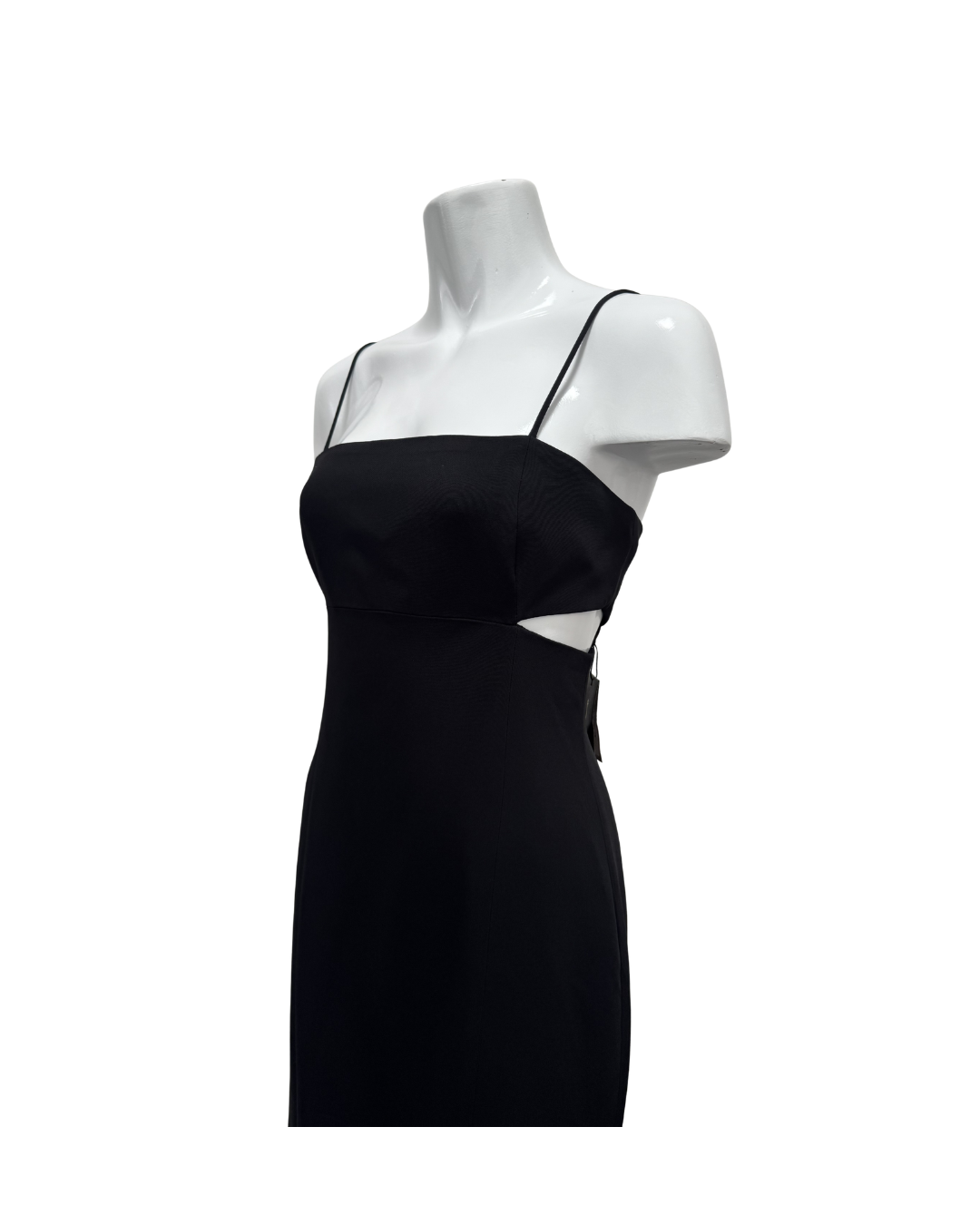 Vestido midi negro con tirantes Massimo Dutti