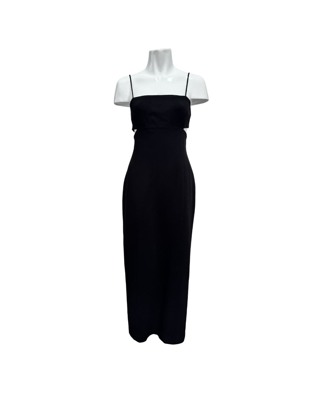 Vestido midi negro con tirantes Massimo Dutti