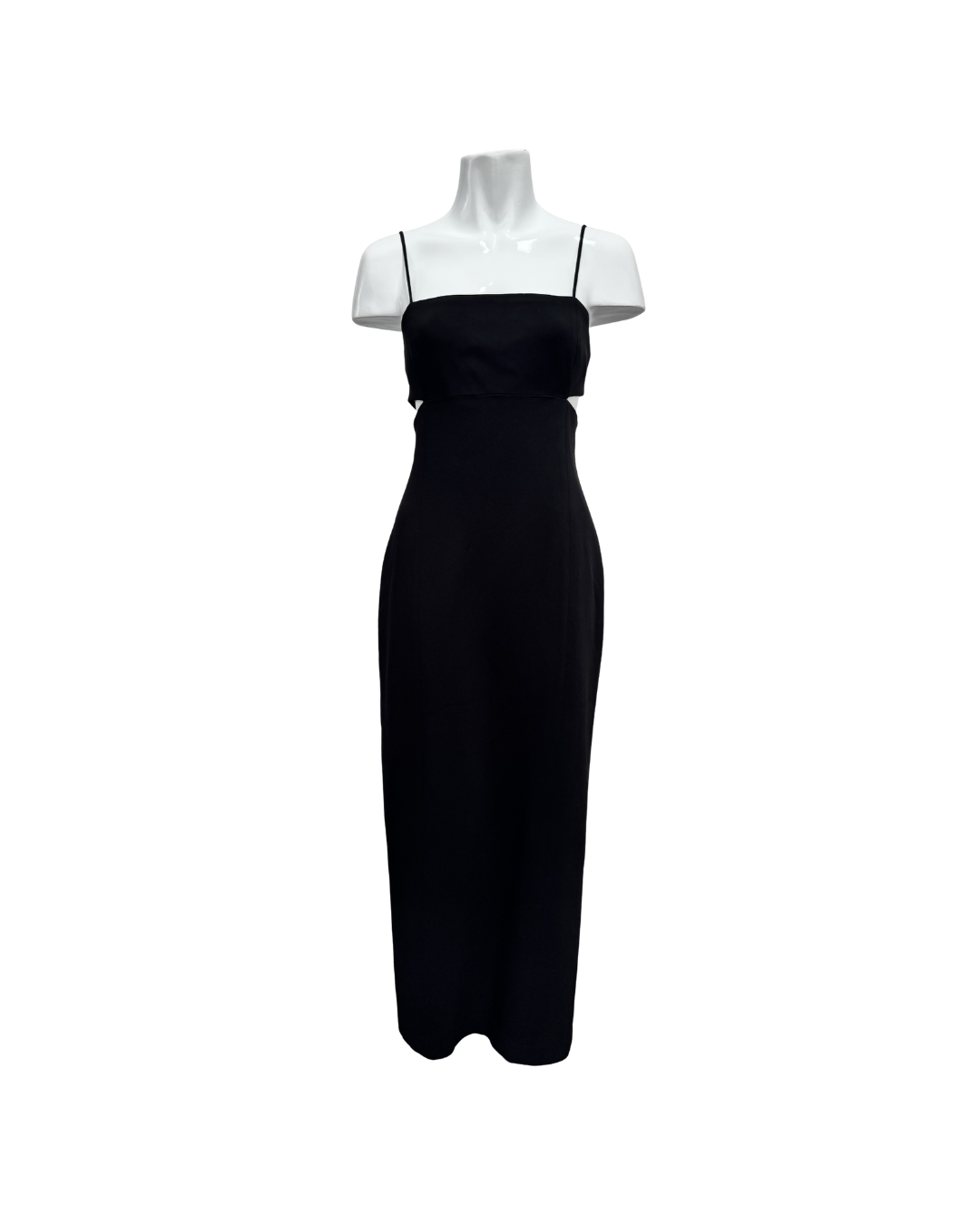 Vestido midi negro con tirantes Massimo Dutti