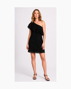 Vestido mini asimetrico de gasa Cece