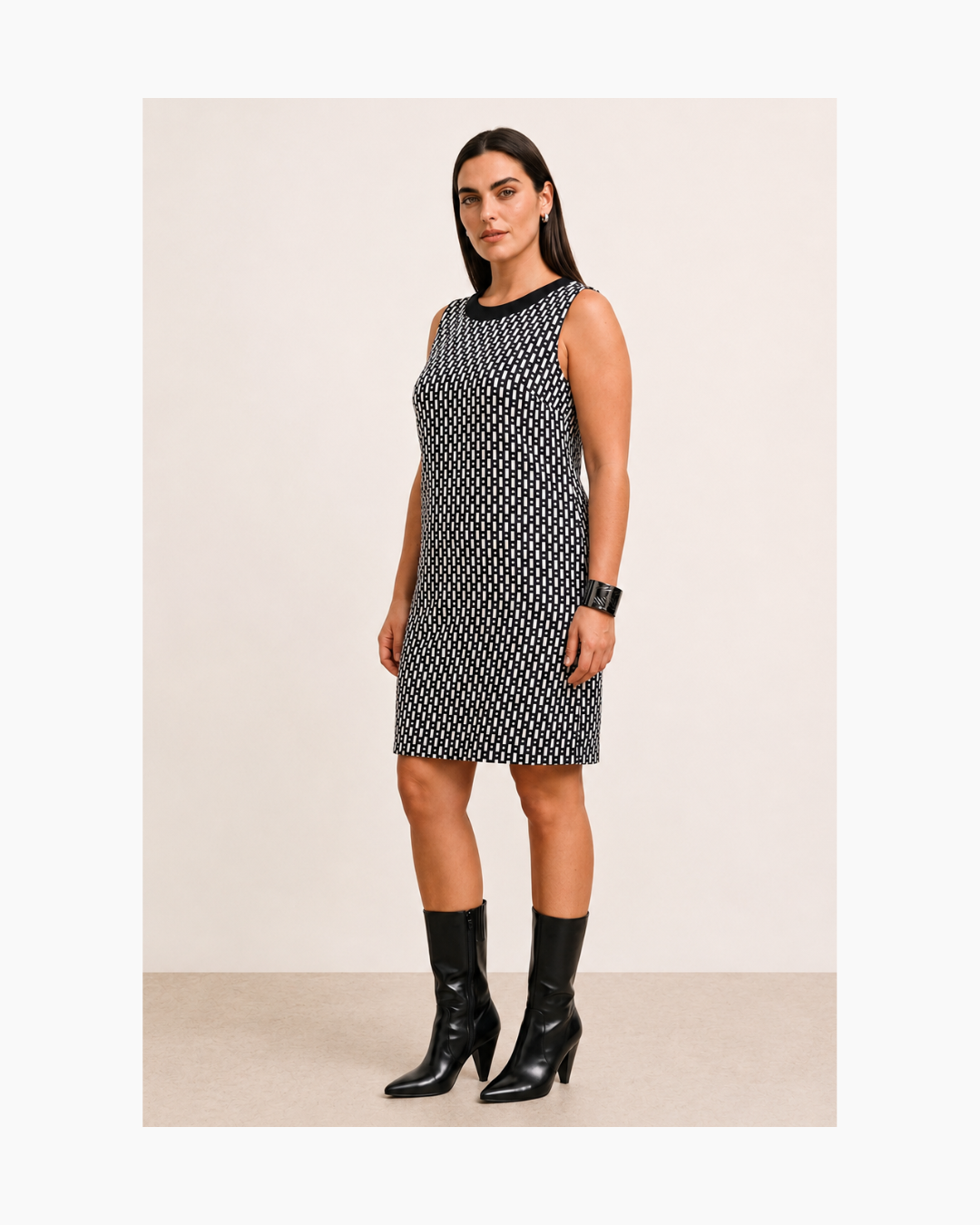 Vestido sin mangas hueso y negro - Max Mara Weekend