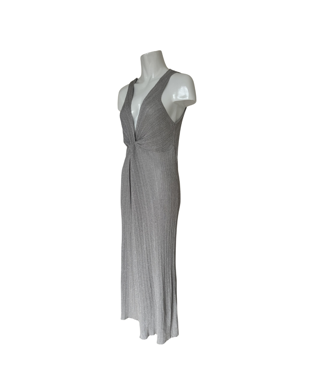 Maxivestido tejido plateado sin mangas - Zara