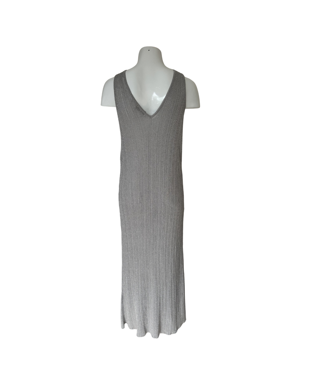 Maxivestido tejido plateado sin mangas - Zara