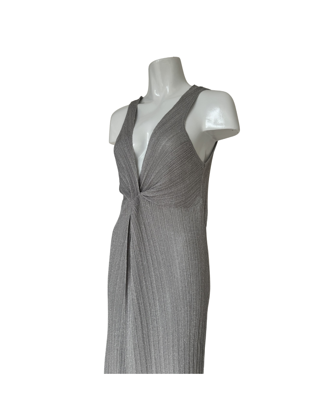 Maxivestido tejido plateado sin mangas - Zara