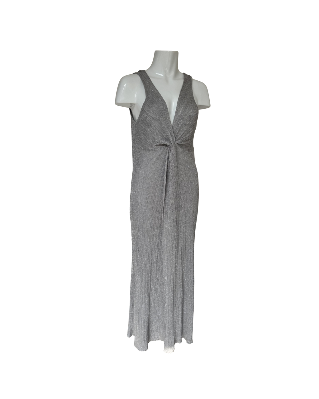 Maxivestido tejido plateado sin mangas - Zara
