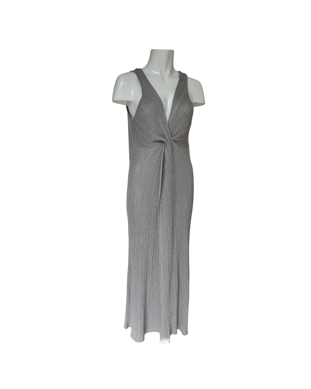 Maxivestido tejido plateado sin mangas - Zara