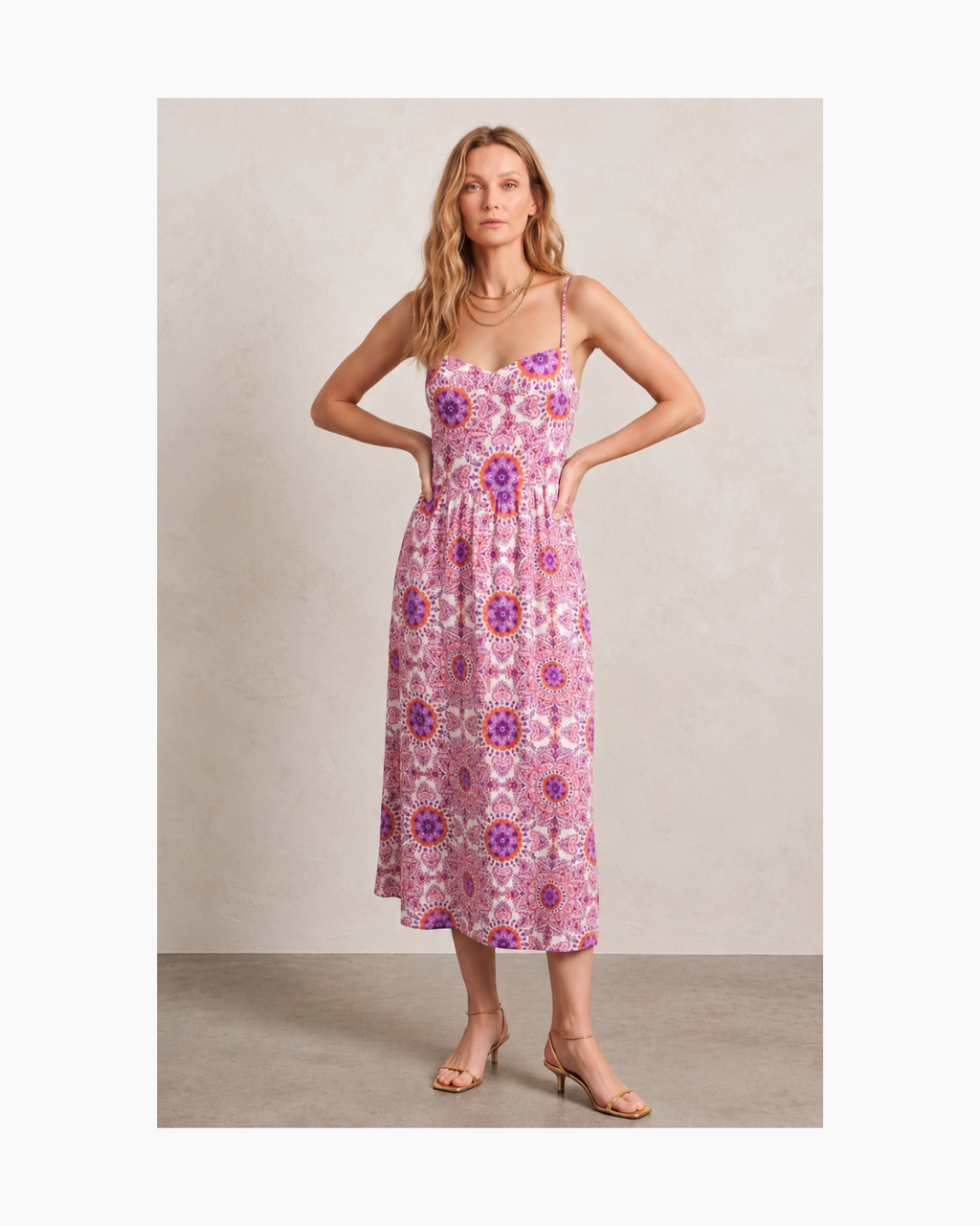 Vestido floral de tirantes rosado - Zara