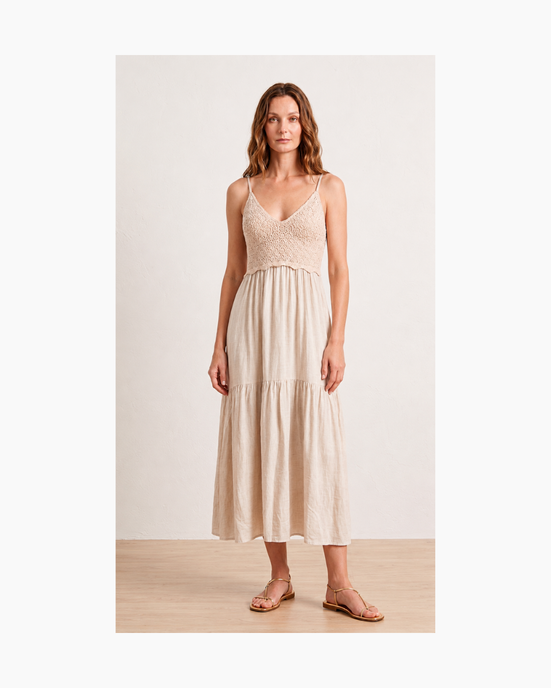 Vestido de lino sin mangas hueso - Ecru