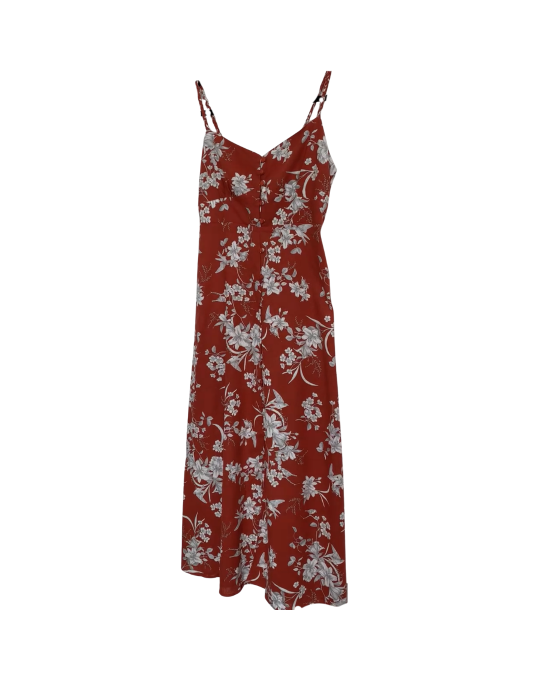 Vestido floreado naranja con tirantes - Monteau