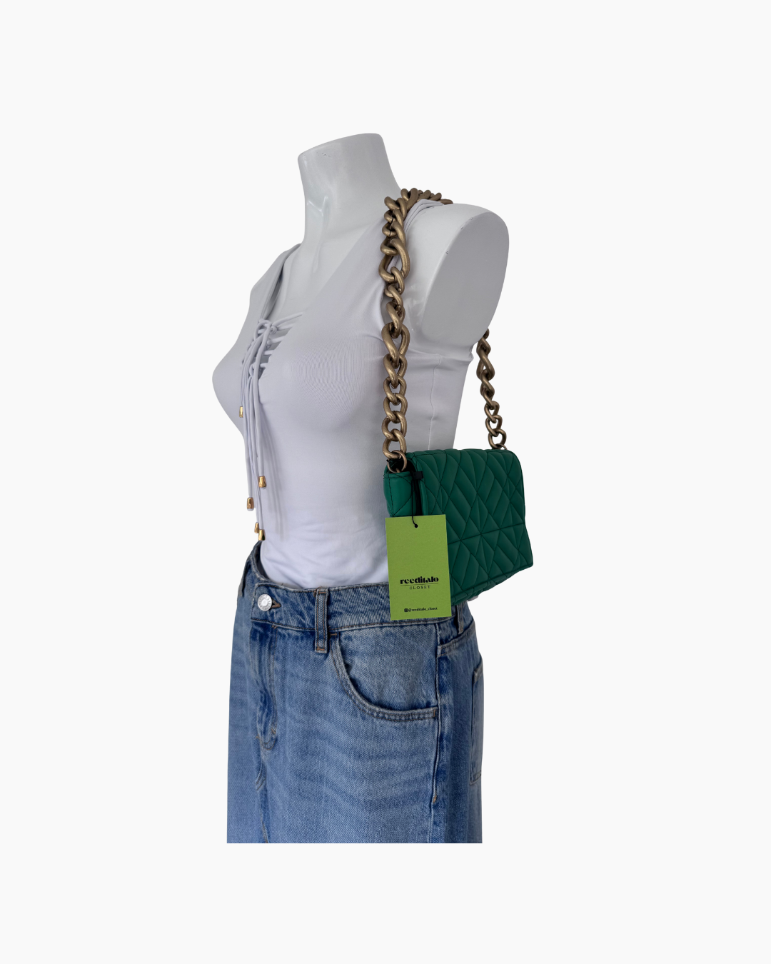 Cartera de hombro color verde - Zara